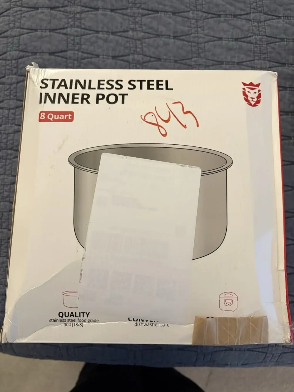 Goldlion 8 Qt Stainless Steel Inner Pot Replacement for Ninja Foodi NEW Dent